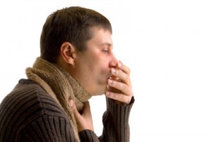 coughing sick man