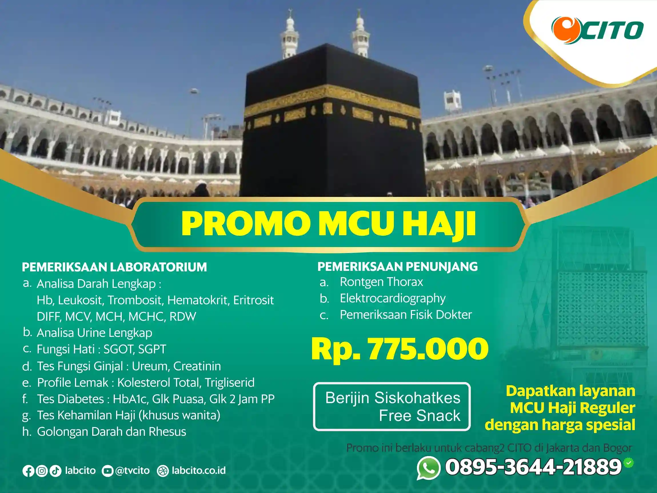 Promo MCU Haji Reguler Cabang Jakarta dan Bogor: Pemeriksaan Lengkap Harga Spesial