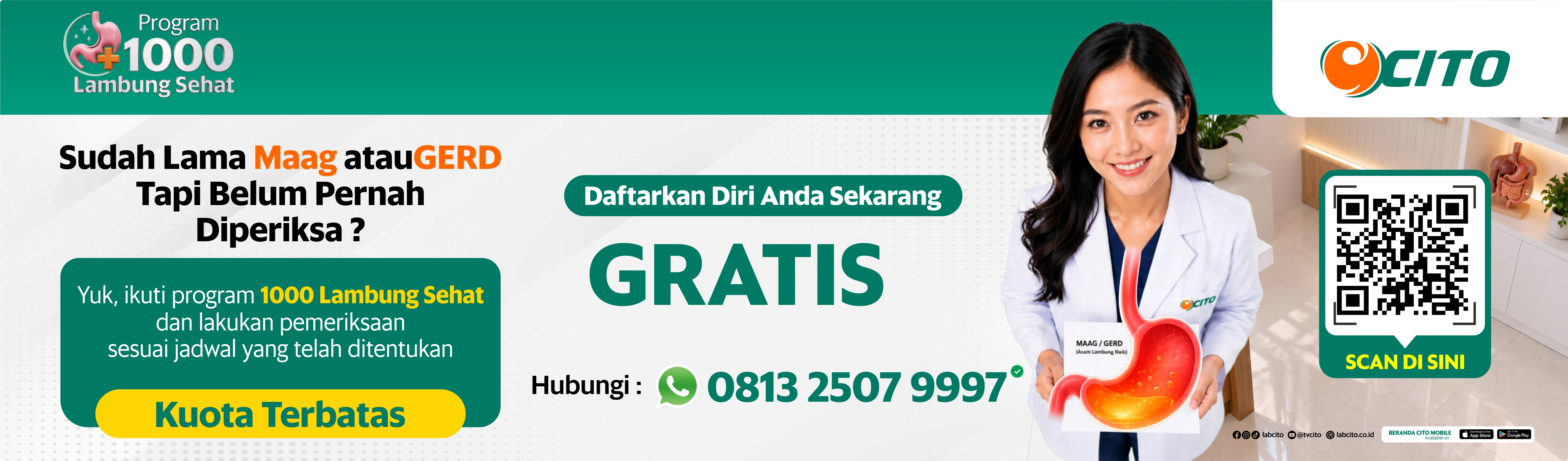 Pemeriksaan kesehatan lambung melalui Program 1000 Lambung Sehat CITO
